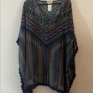 Jessica Simpson Blue Patterned Top swimsuit bikini cover up size m